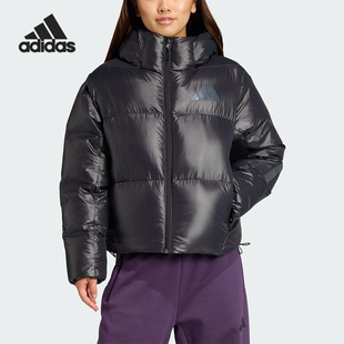 Adidas/阿迪达斯正品冬季女士短款蓬松保暖连帽日常羽绒服JL6907