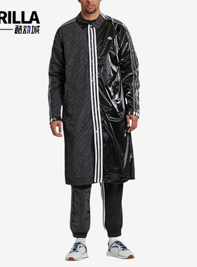 Adidas/阿迪达斯正品男女同款条纹翻领经典插肩长袖大衣BP6685