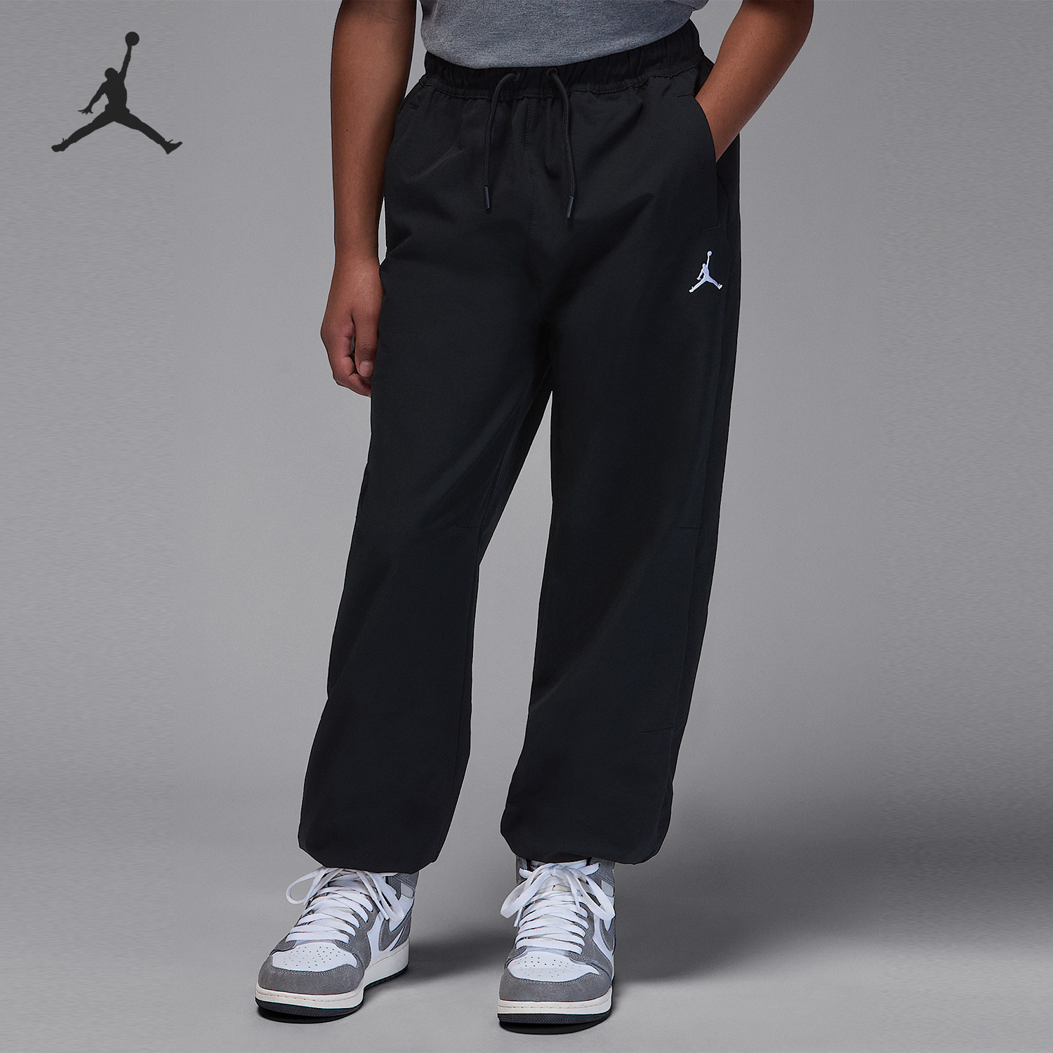 Nike/耐克官方正品Jordan大童舒适宽松运动刺绣锥形裤IQ2792-010