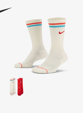 Nike/耐克官方正品龙年款舒适男女中筒运动袜两双装FZ6518-900