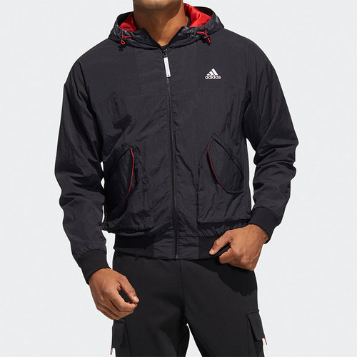 Adidas/阿迪达斯正品春季休闲男子时尚连帽防风夹克外套 HC0266