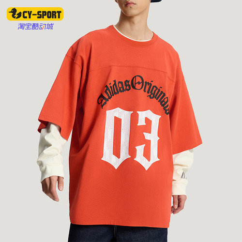 Adidas/阿迪达斯正品三叶草男士亲肤宽松个性时尚印花T恤KR0407