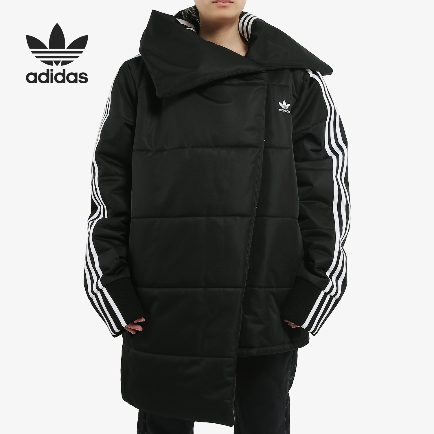 阿迪达斯女子不对称设计运动棉服