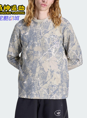 Adidas/阿迪达斯正品三叶草男士休闲圆领套头印花长袖上衣KG6434