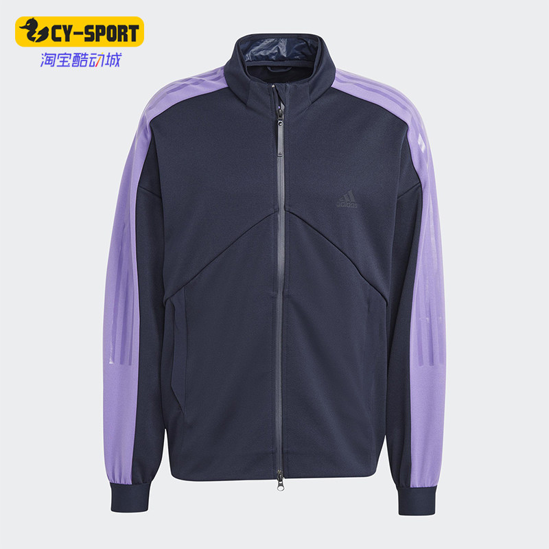 Adidas/阿迪达斯正品新款男黑紫色复古立领经典夹克外套HY4139