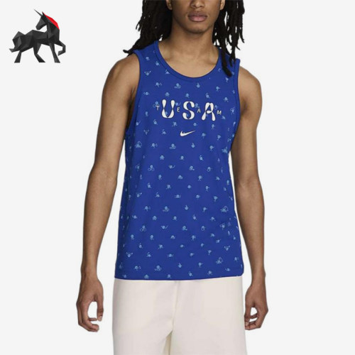 Nike/耐克正品男士圆领套头字母logo印花背心T恤FN0879-417