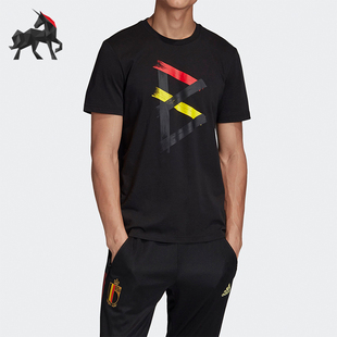 休闲印花圆领透气运动短袖 2025男士 T恤FI5418 阿迪达斯正品 Adidas