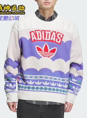 Adidas/阿迪达斯正品三叶草男女款宽松圆领套头毛衣JL8366