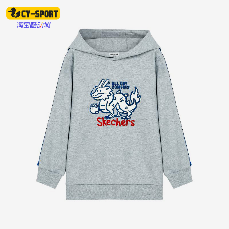 Skechers/斯凯奇正品新款儿童卡通动漫针织透气连帽卫衣