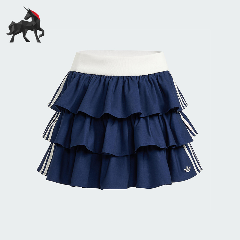 Adidas/阿迪达斯正品三叶草女士层次感短款经典透气半身裙KE6655