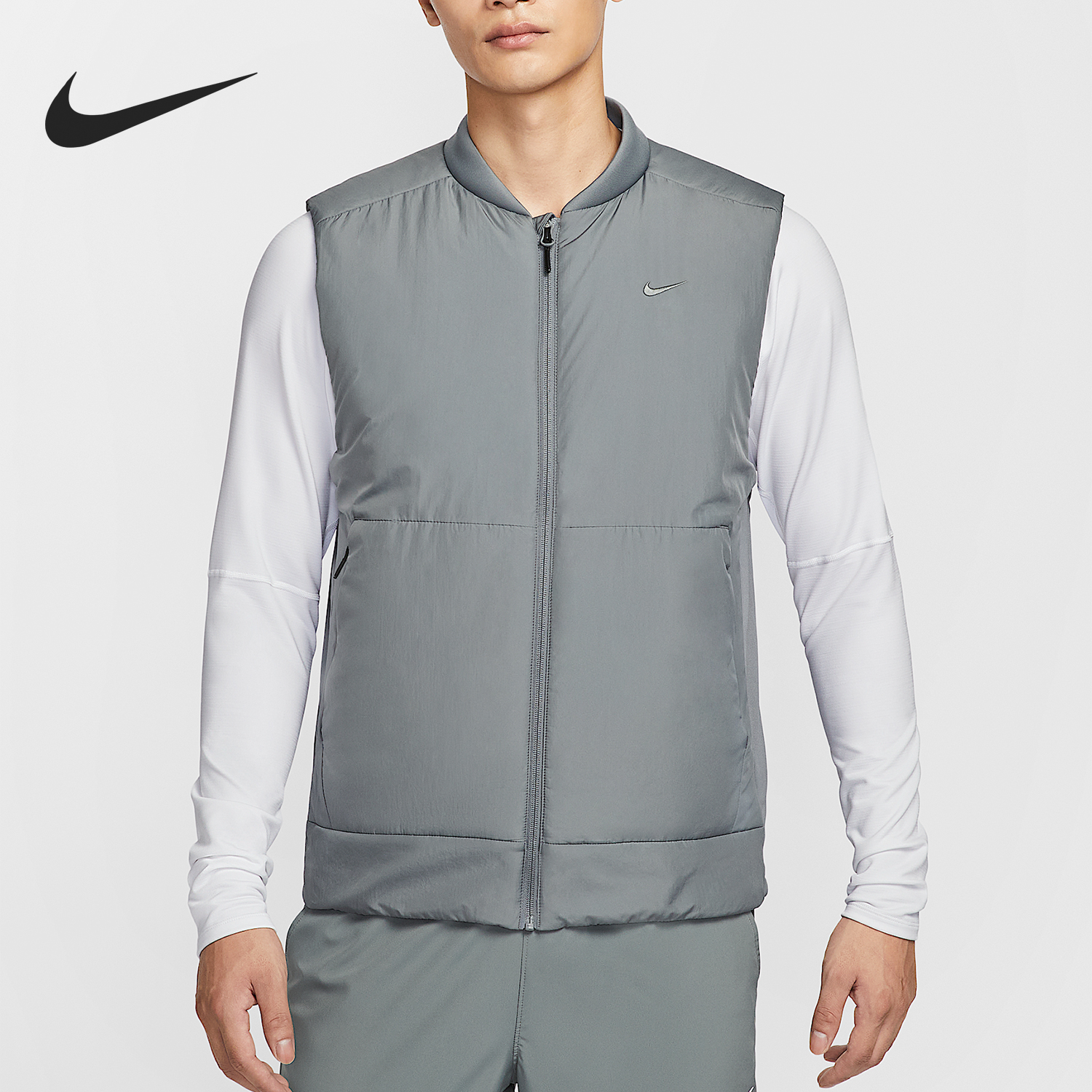 耐克男士训练运动保暖棉马甲