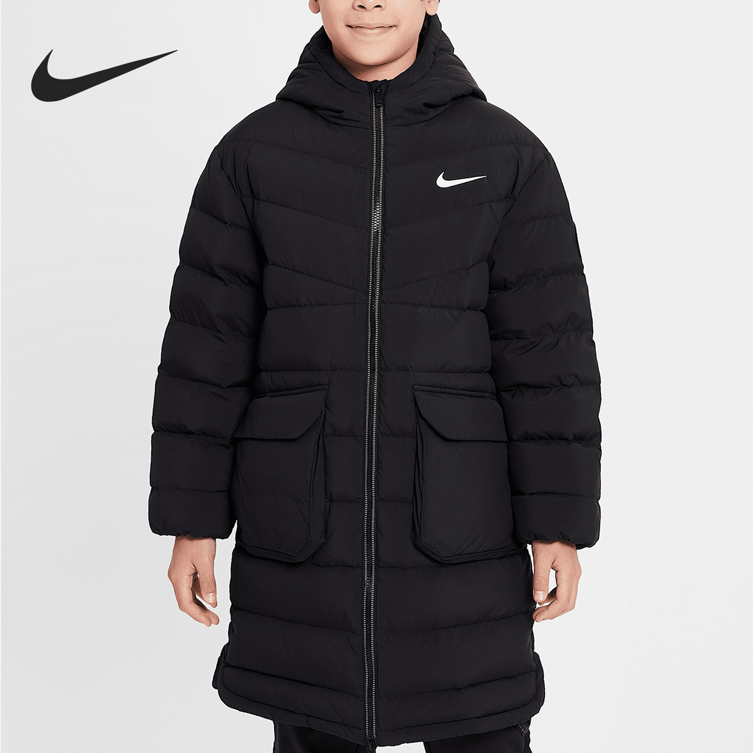Nike/耐克正品冬新款大童保暖梭织中长款羽绒服HV1600-010