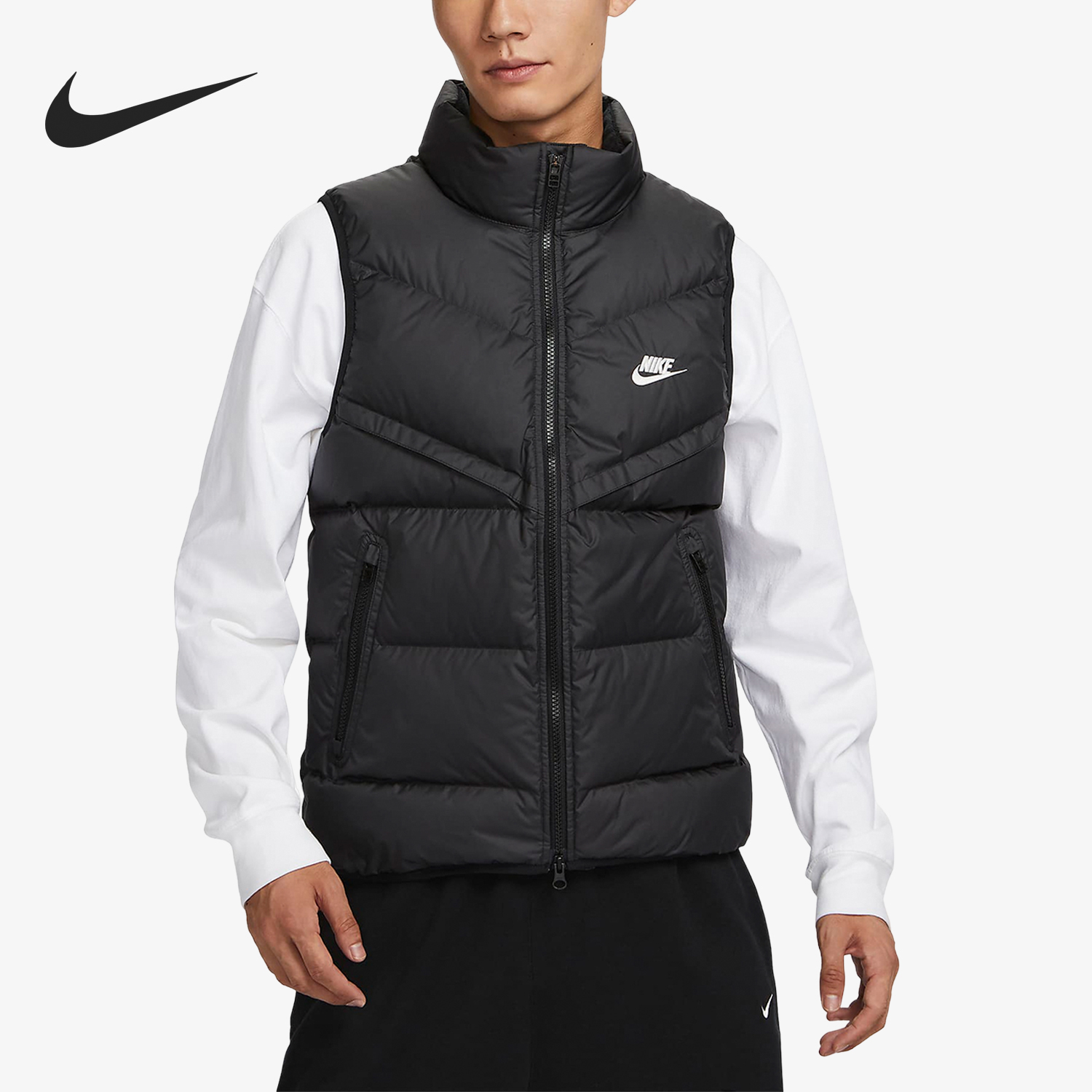 Nike/耐克正品2024冬款男士保暖运动立领羽绒马甲FB8184-010