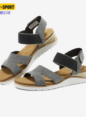 Skechers/斯凯奇正品轻质柔软舒适户外女子超轻坡跟凉鞋 114001