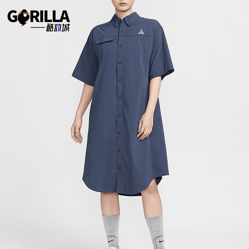 Nike/耐克正品2025女士ACG刺绣标志防晒梭织宽松休闲连衣裙