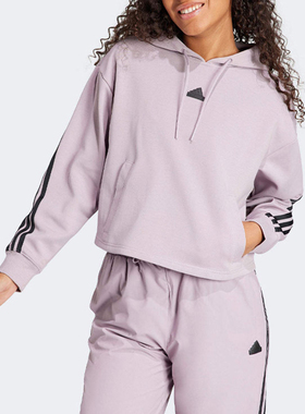 Adidas/阿迪达斯正品女紫色宽松三条纹休闲经典舒适卫衣IS3886
