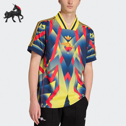 Adidas/阿迪达斯正品三叶草男士运动V领套头透气足球短袖JM9388