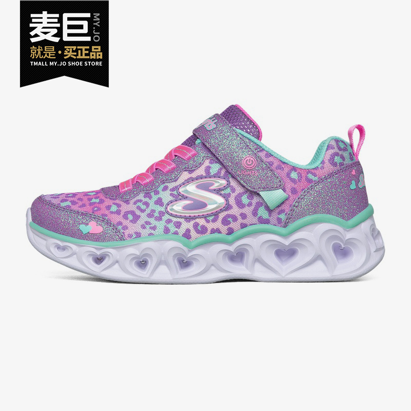 Skechers/斯凯奇正品 020秋季新款女大童甜美心形闪灯休闲运动鞋