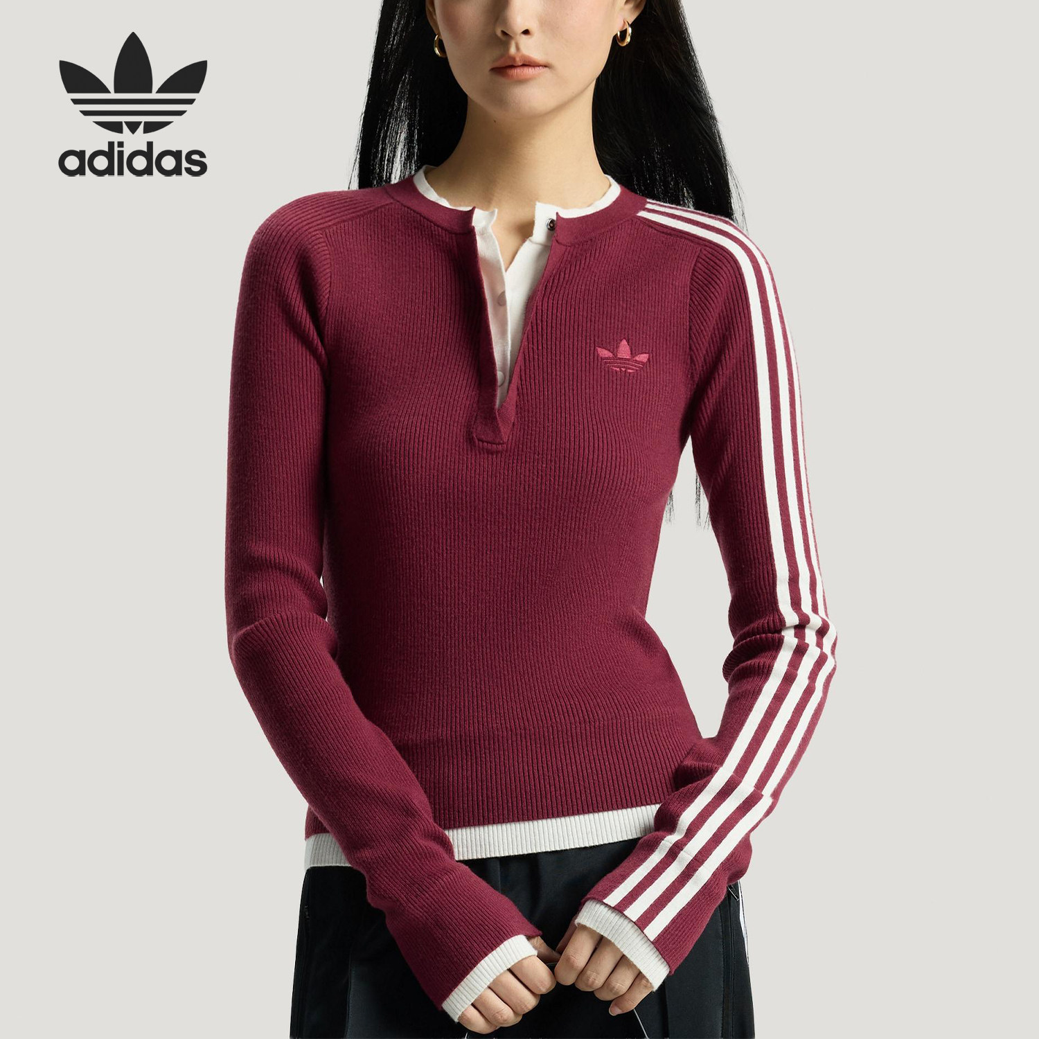 Adidas/阿迪达斯官方正品三叶草女士修身针织运动套头衫KS5332,运动服/休闲服装,运动卫衣/套头衫,淘宝优惠券,粉丝福利购,淘宝优惠卷