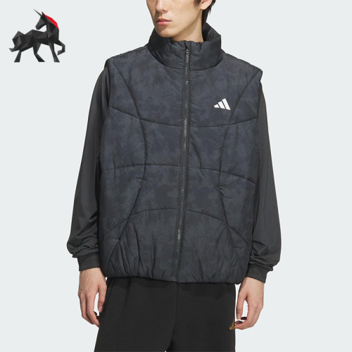 Adidas/阿迪达斯正品2025秋季款男士运动保暖立领棉马甲KC2754