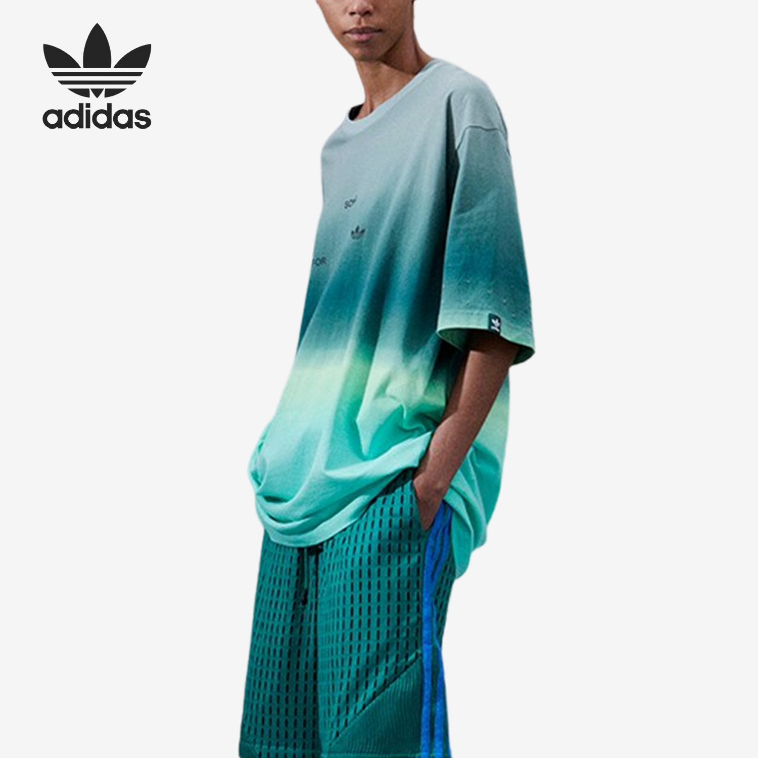 Adidas/阿迪达斯正品三叶草男女休闲时尚渐变透气短袖IS7446