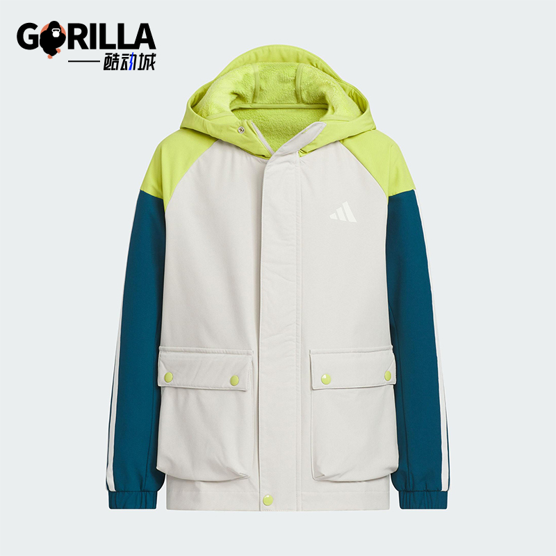 Adidas/阿迪达斯正品WOVEN JACKET儿童保暖梭织拼接外套KS0650