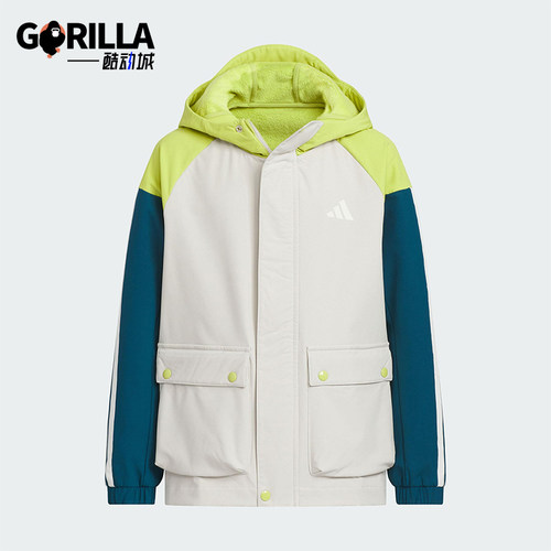 Adidas/阿迪达斯正品WOVEN JACKET儿童保暖梭织拼接外套KS0650