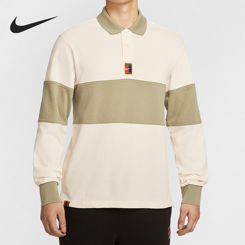 耐克男士网球拼接透气POLO衫