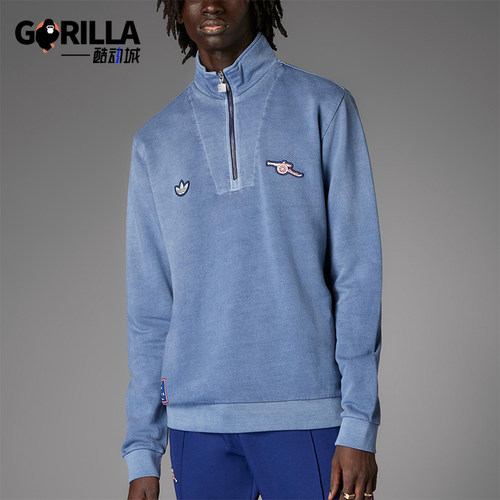 Adidas/阿迪达斯正品三叶草男士足球立领卫衣套头卫衣JF0564
