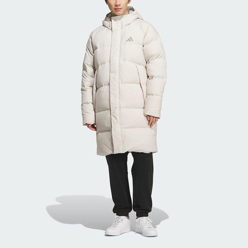 Adidas/阿迪达斯正品2025男女拉链长款连帽梭织运动羽绒服KR0935