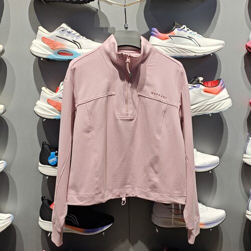 Lining/李宁正品2024年新款女子简约运动休闲半拉链卫衣AWDU124-5