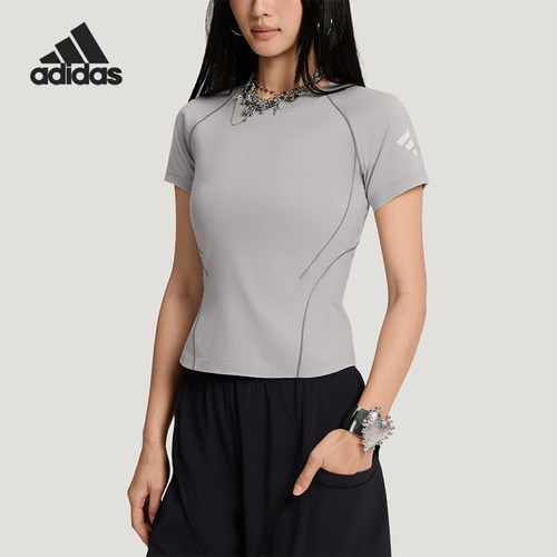 Adidas/阿迪达斯正品夏季新款女士修身针织圆领短袖T恤KY7862