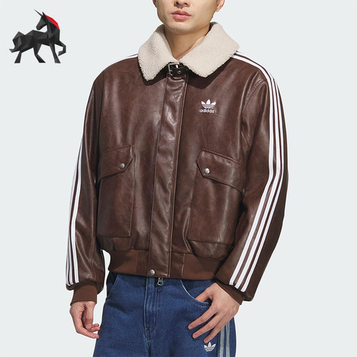 Adidas/阿迪达斯正品2025秋季款男士日常保暖翻领运动棉服KF3692