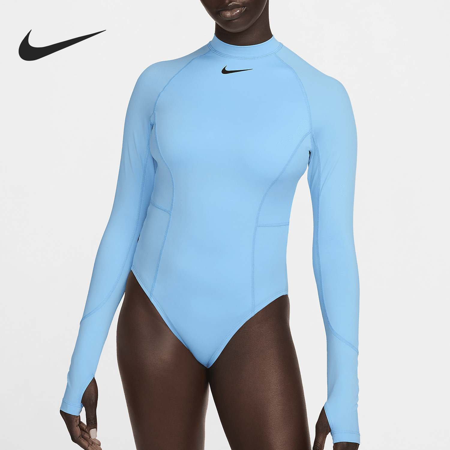 nike/耐克官方正品2024新款女士简约潮流长袖连体泳衣fz6242-407