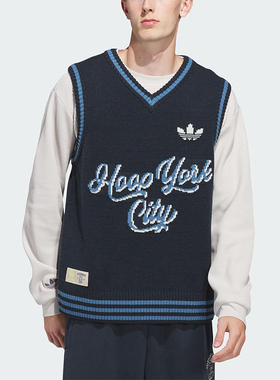 Adidas/阿迪达斯正品三叶草男女休闲针织运动无袖时尚马甲JY4740