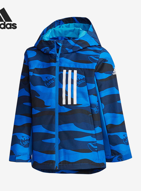 Adidas/阿迪达斯正品连帽防风保暖中小童儿童经典夹克外套DY9229