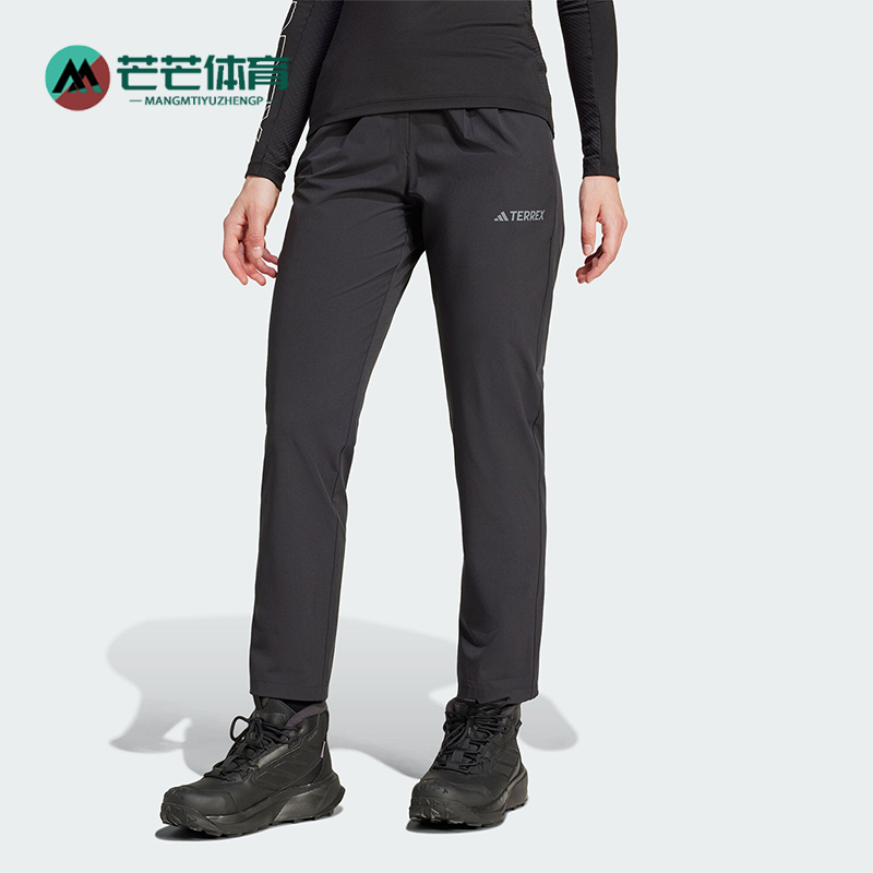 阿迪达斯女士直筒简约透气长裤