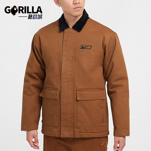 耐克男士工装翻领运动保暖棉服