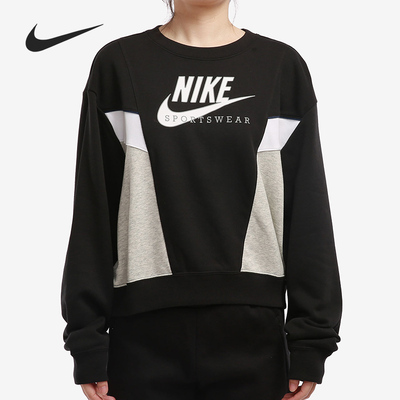 耐克女子休闲拼接圆领卫衣