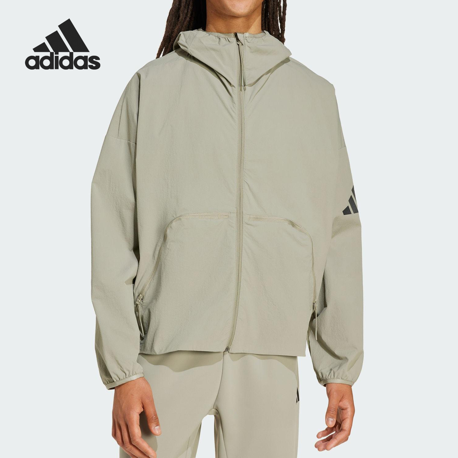 Adidas/阿迪达斯正品MYSHELTER男士宽松连帽休闲外套JW3631