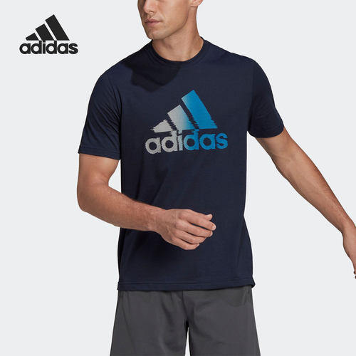 Adidas/阿迪达斯正品D2M LOGO TEE男士跑步运动短袖T恤HF7211