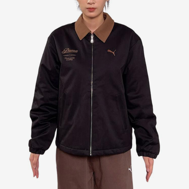 Puma/彪马正品翻领棉服新款男女黑棕色经典保暖休闲棉服635723-01