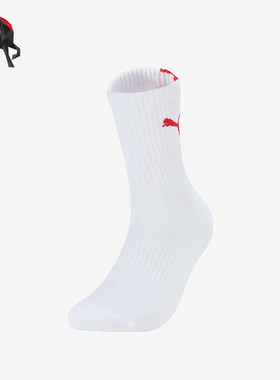 Puma/彪马正品中筒袜新款男女白红色合脚经典休闲运动袜947634-03