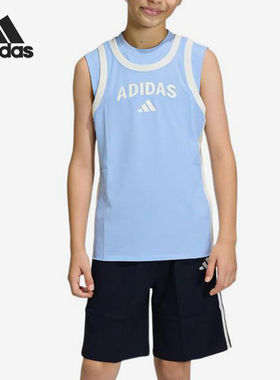 Adidas/阿迪达斯正品新款儿童藏青浅蓝色条纹经典休闲短裤KH0224