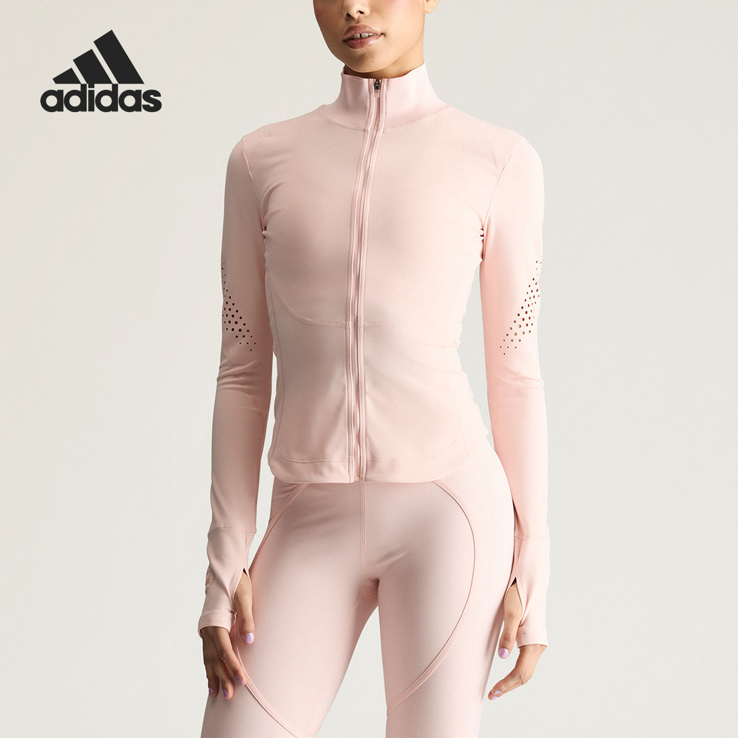Adidas/阿迪达斯官方正品春秋款女士高领运动修身长袖外套KR6162