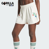 透气休闲短裤 三叶草女士刺绣花卉经典 IS3869 阿迪达斯正品 Adidas