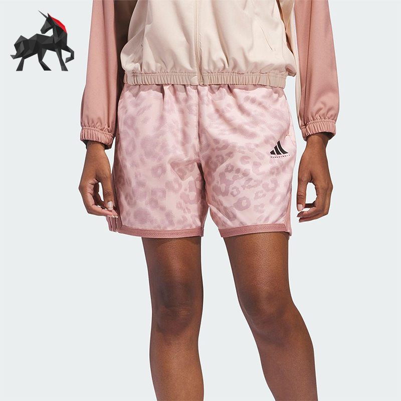 Adidas/阿迪达斯正品2025夏季款女士运动透气宽松豹纹短裤JP2554