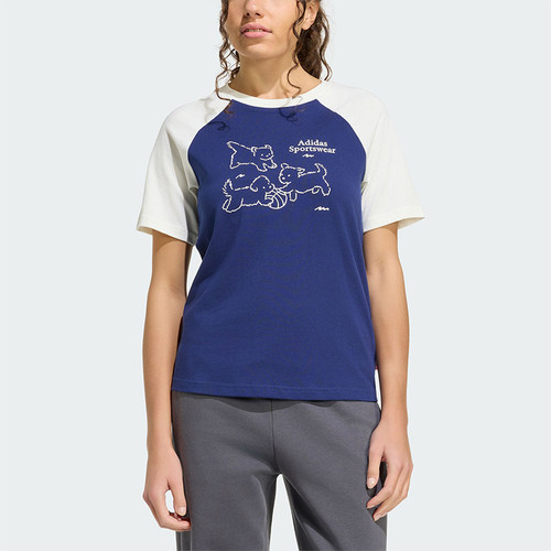 Adidas/阿迪达斯正品三叶草女士复古运动修身时尚短袖T恤KG7683
