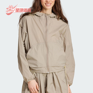 女士连帽休闲短款 Adidas 新款 2025春季 外套JC5115 阿迪达斯正品