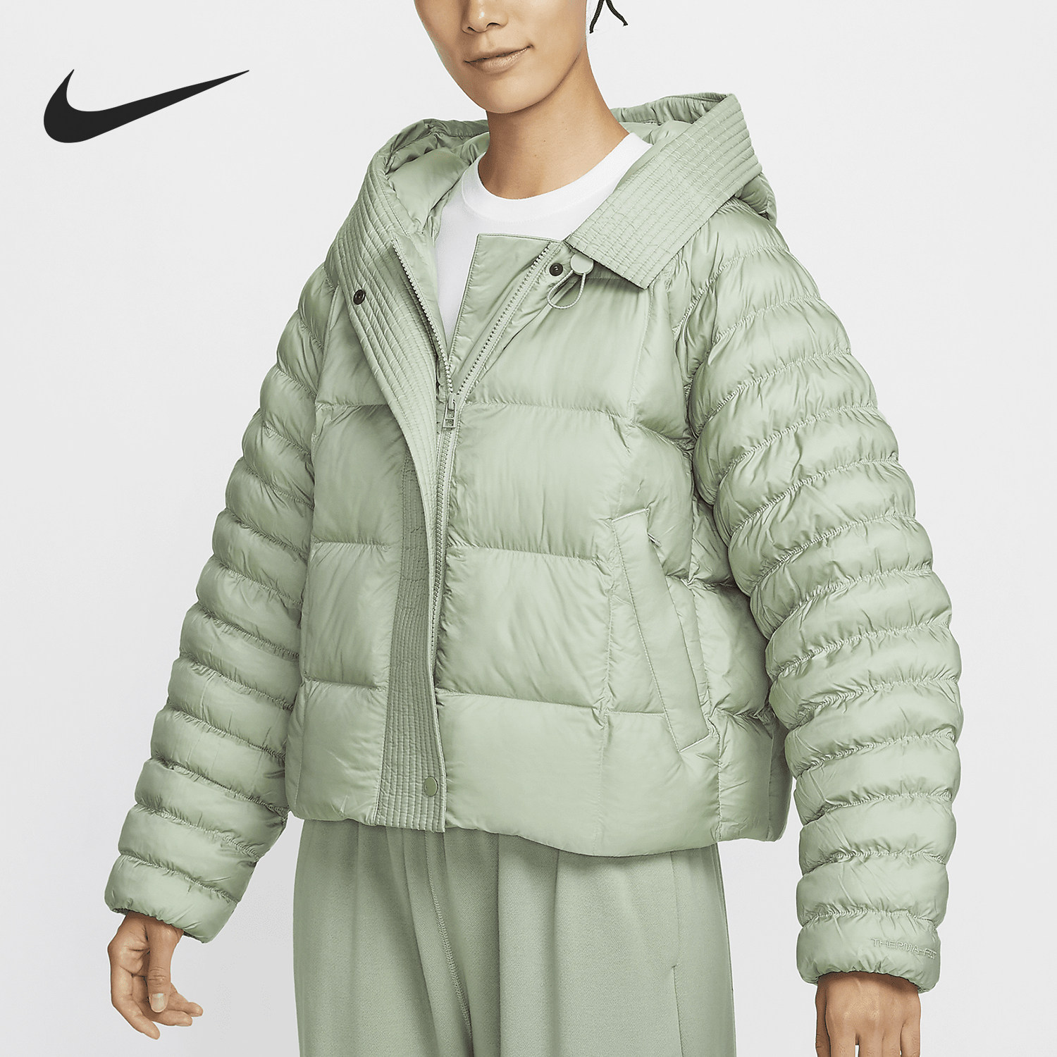 耐克女士运动保暖连帽时尚棉服